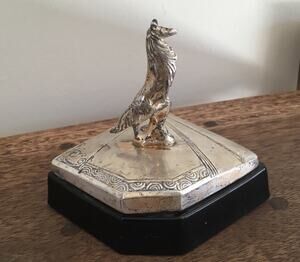 Art Deco 1930s Dog Powder-Trinket Box Silver Plated Weidlich Bros